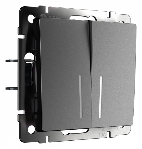 Выключатель проходной двухклавишный с подсветкой без рамки Werkel графит матовый W1122164 в Нижнем Новгороде