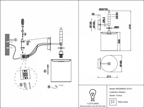 Бра Maytoni Torony MOD066WL-01CH в Нижнем Новгороде фото 2