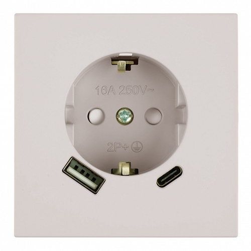 Розетка с заземлением и со шторкой и 2хUSB type A и C, без рамки Stekker Мия 50482 в Нижнем Новгороде