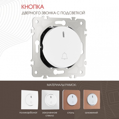 Кнопка звонка для жалюзи с подсветкой без рамки Arte Milano 202 202.37-1.white в Нижнем Новгороде фото 6