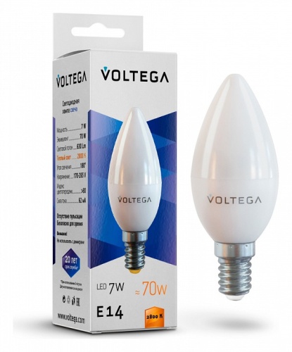 Лампа светодиодная Voltega Simple E14 7Вт 2800K 7048 в Ревде