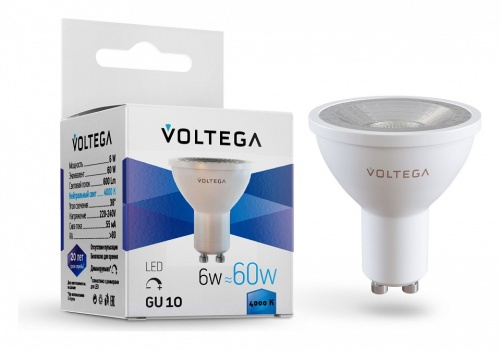 Лампа светодиодная Voltega Simple GU10 6Вт 4000K 7109 в Чайковском