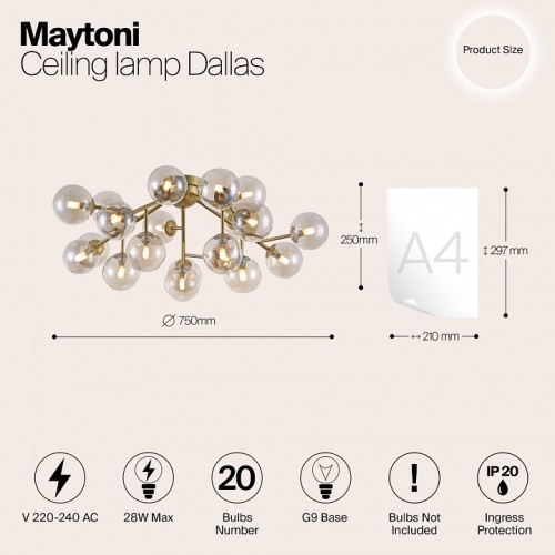 Потолочная люстра Maytoni Dallas MOD545PL-20G в Тюмени фото 7