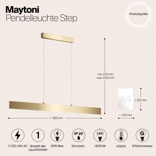 Подвесной светильник Maytoni Step P010PL-L30G4K в Гагарине фото 3