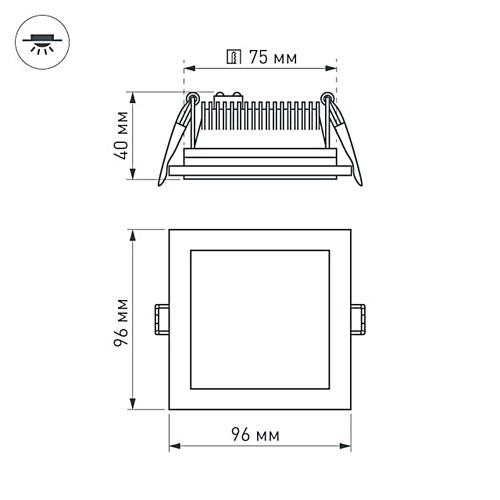 Светодиодная панель LT-S96x96WH 6W Warm White 120deg (Arlight, IP40 Металл, 3 года) в Владивостоке фото 2