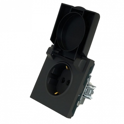 Розетка с заземлением и со шторкой, с крышкой Stekker Эмили 49855 в Нижнем Новгороде фото 3