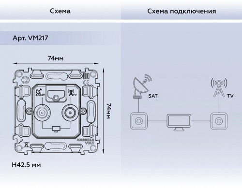 Механизм ТВ-розетки и SAT-розетки оконечные Ambrella Volt QUANT VM217 в Нижнем Новгороде фото 2