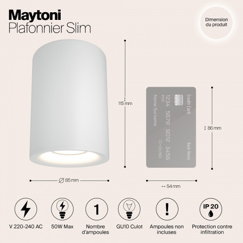 Накладной светильник Maytoni Slim C012CL-01W в Кольчугино фото 3