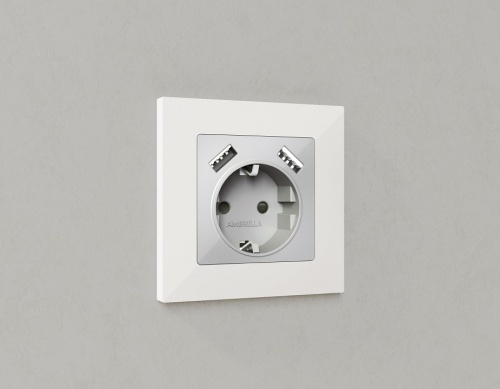 Накладка для розетки с заземлением и со шторками и 2хUSB type A Ambrella Volt ALFA AP4090 в Нижнем Новгороде фото 3