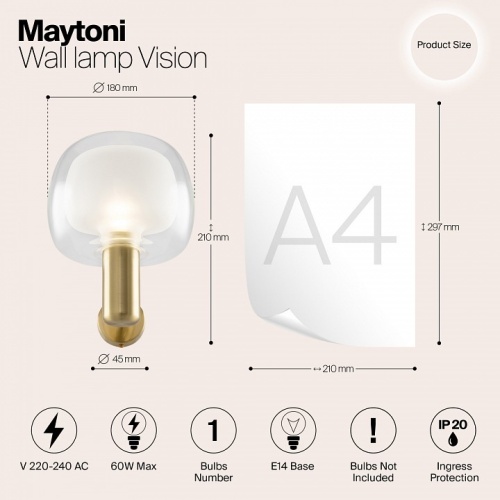 Бра Maytoni Vision MOD411WL-01G в Тольятти фото 6