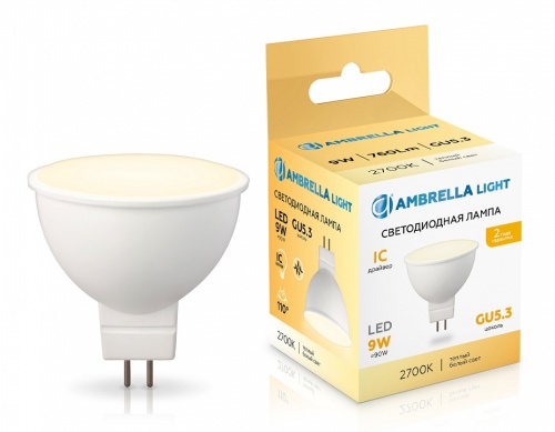 Лампа светодиодная Ambrella Light MR16 GU5.3 9Вт 2700K 160903 в Нижнем Новгороде фото 2