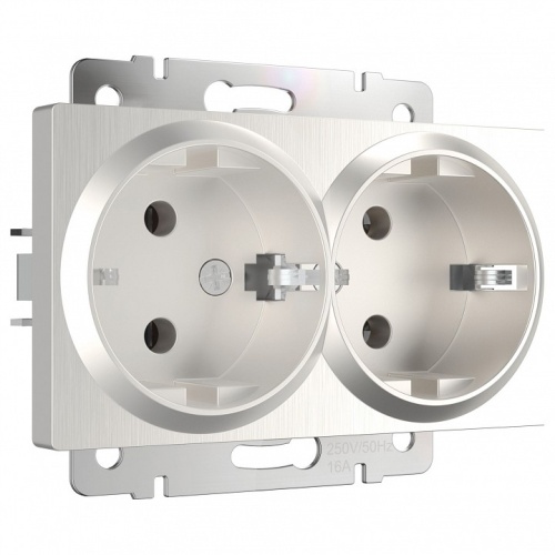 Розетка двойная с заземлением, без рамки Werkel перламутровый рифленый W1172013 в Нижнем Новгороде