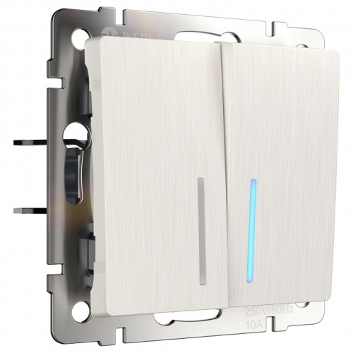 Выключатель двухклавишный с подсветкой без рамки Werkel перламутровый рифленый W1120113 в Нижнем Новгороде