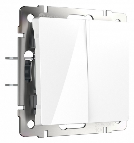 Выключатель самовозвратный двухклавишный без рамки Werkel белый матовый W1122401 в Нижнем Новгороде