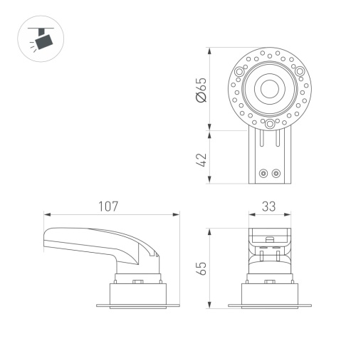 Светильник MS-RIALTO-TRIMLESS-R40-9W Warm3000 (BK, 36deg, 230V) (Arlight, IP20 Металл, 5 лет) в Омске