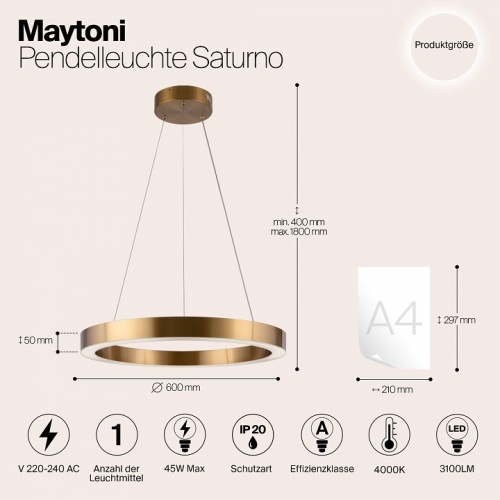 Подвесной светильник Maytoni Saturno MOD415PL-L45BS4K в Заречном фото 5
