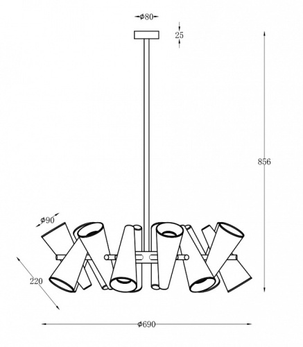 Люстра на штанге Maytoni Giro MOD095PL-14W в Нижнем Новгороде фото 3