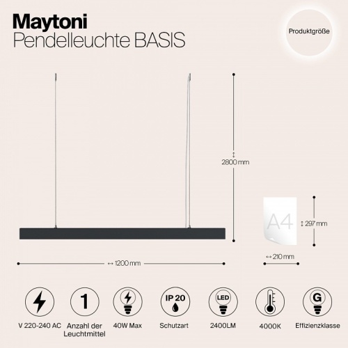 Подвесной светильник Maytoni Vinder P051PL-L40B4K в Ревде фото 5