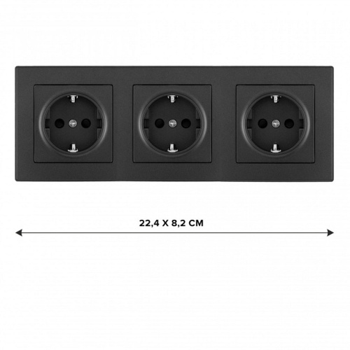 Розетка с заземлением и со шторкой Arte Milano SET06-3 SET06-3-40-1x3 black в Нижнем Новгороде фото 2