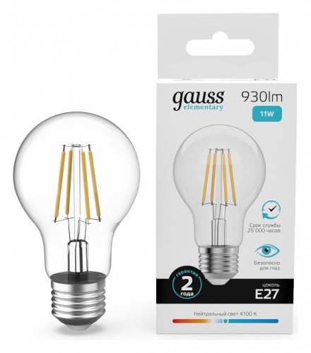 Лампа светодиодная Gauss Filament Elementary E27 11Вт 4100K 22221 в Нижнем Новгороде