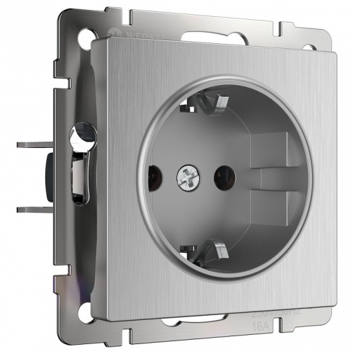 Розетка с заземлением, без рамки Werkel серебряный рифленый W1171009 в Нижнем Новгороде
