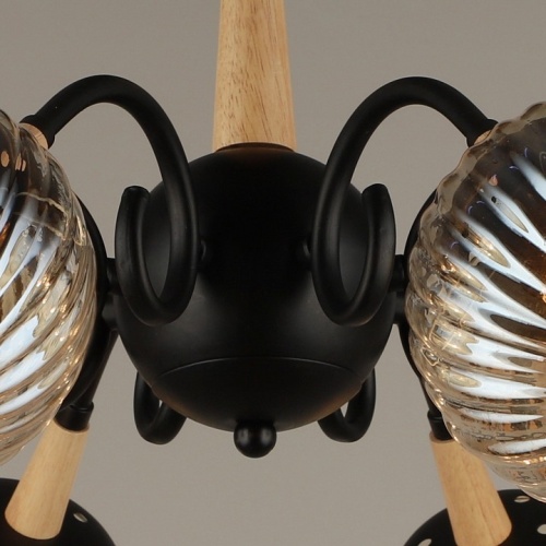 Люстра на штанге 04886-0.3-08 BK+WOOD в Нижнем Новгороде фото 2