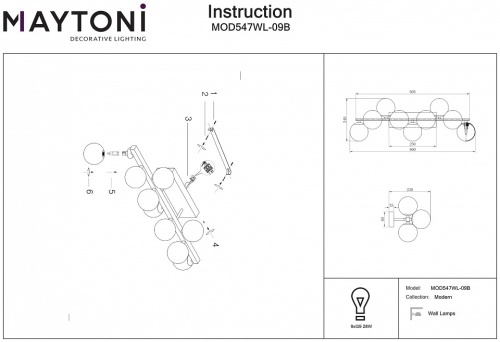 Бра Maytoni Dallas MOD547WL-09B в Советске фото 3