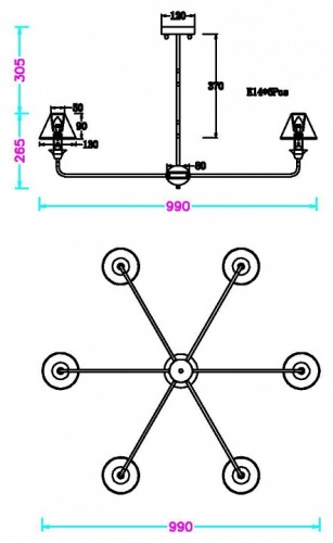 Люстра на штанге MyFar Leon MR2400-6C в Нижнем Новгороде фото 3