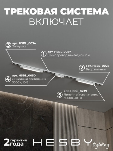 Комплект трековый Hesby Lighting №10 однофазная накладная Skylite HSBL_kompl_S010_NI2W3K в Нижнем Новгороде фото 11