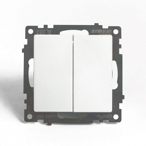 Переключатель двухклавишный без рамки Stekker Катрин 49166 в Нижнем Новгороде фото 8