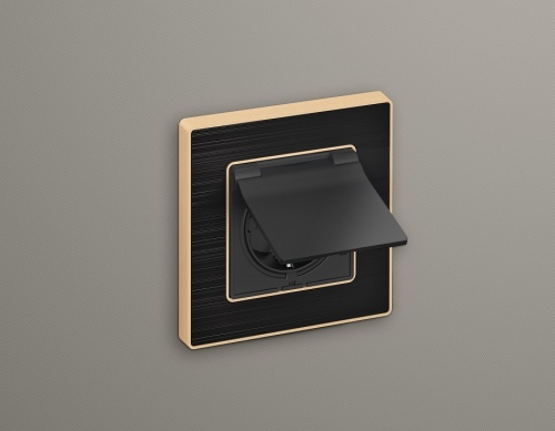 Накладка для розетки влагозащищенной с заземлением и со шторками с крышкой Ambrella Volt ALFA AP9080 в Нижнем Новгороде фото 2