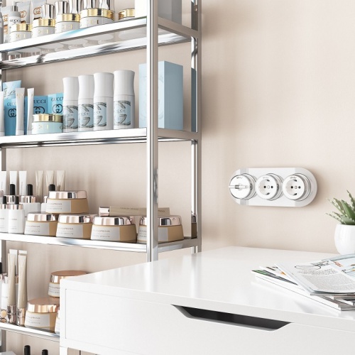 Розетка с заземлением Werkel Vintage (белый матовый/хром) W5871050 в Нижнем Новгороде фото 2