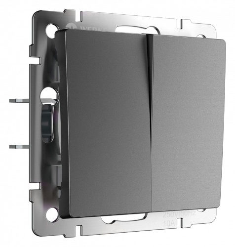 Выключатель проходной двухклавишный без рамки Werkel графит матовый W1122064 в Нижнем Новгороде