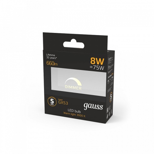 Лампа светодиодная Gauss 1084 GX53 8Вт 3000K 108408108-D в Нижнем Новгороде фото 4