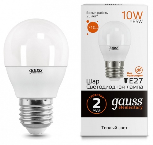 Лампа светодиодная Gauss LED Elementary Globe E27 10Вт 3000K 53210 в Нижнем Новгороде