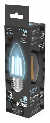Лампа светодиодная Gauss Filament E27 11Вт 4100K 103802211 в Нижнем Новгороде фото 3
