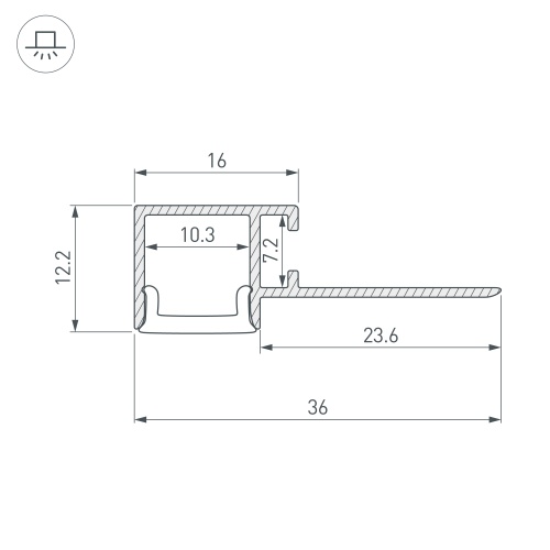 Профиль FANTOM-W12-EDGE-2000 ANOD (Arlight, Алюминий) в Инте фото 3