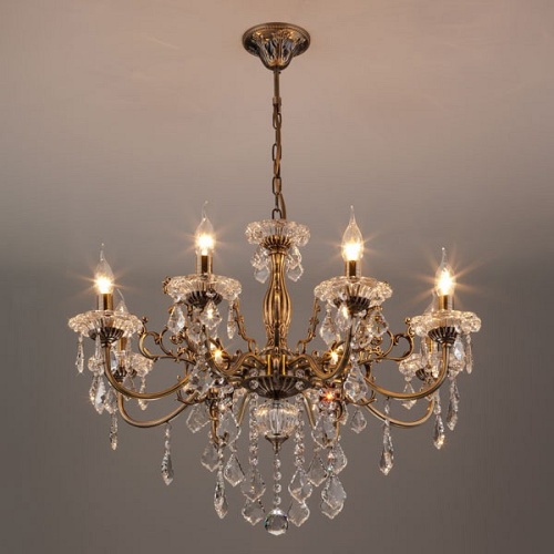 Подвесная люстра Eurosvet Elisha 3281/8 античная бронза/прозрачный хрусталь Strotskis в Нижнем Новгороде фото 6