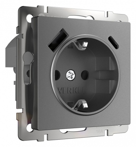 Розетка с заземлением и со шторками и USB Werkel графит матовый W1171764 в Нижнем Новгороде