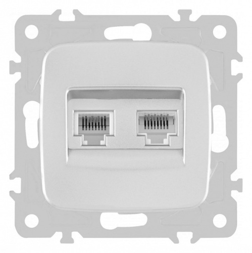 Розетка двойная RJ-11 и Ethernet RJ-45, без рамки Arte Milano am-205 205.44-1.silver в Нижнем Новгороде
