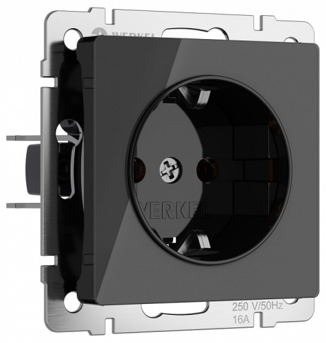 Розетка с заземлением и со шторками, без рамки Werkel черный акрил W1171148 в Нижнем Новгороде
