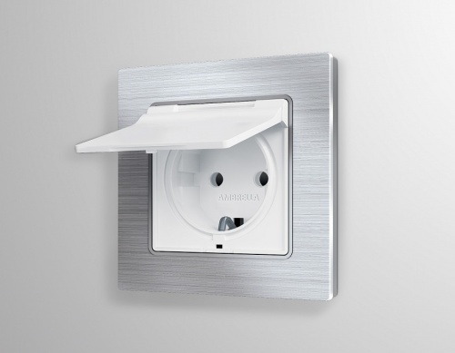 Розетка с заземлением и со шторкой, без рамки с крышкой Ambrella Volt ALFA MA128010 в Нижнем Новгороде фото 4