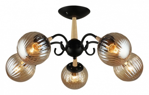 Люстра на штанге 04886-0.3-05 BK+WOOD в Нижнем Новгороде