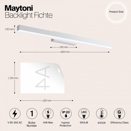 Подсветка для зеркала Maytoni Fichte MIR012WL-L14W4K в Кизилюрте фото 3