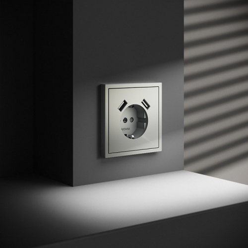 Розетка с заземлением и со шторкой и 2хUSB type A, без рамки Voltum S70 VLS040405 в Нижнем Новгороде фото 6