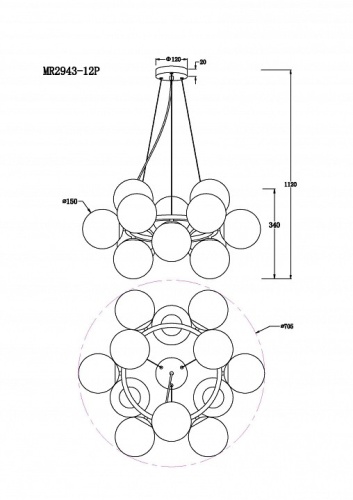 Подвесная люстра MyFar Pendant MR2943-12P в Нижнем Новгороде фото 6