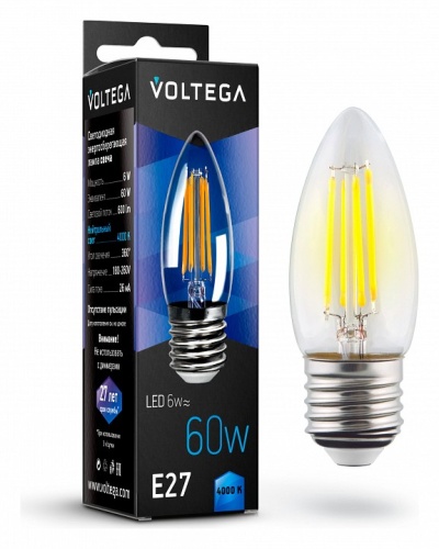 Лампа светодиодная Voltega Crystal E27 6Вт 4000K VG10-C1E27cold6W-F в Арзамасе