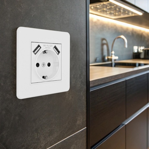 Розетка с заземлением и со шторкой и 2хUSB Arte Milano SET16-1 SET16-1-47-1 white в Нижнем Новгороде фото 2