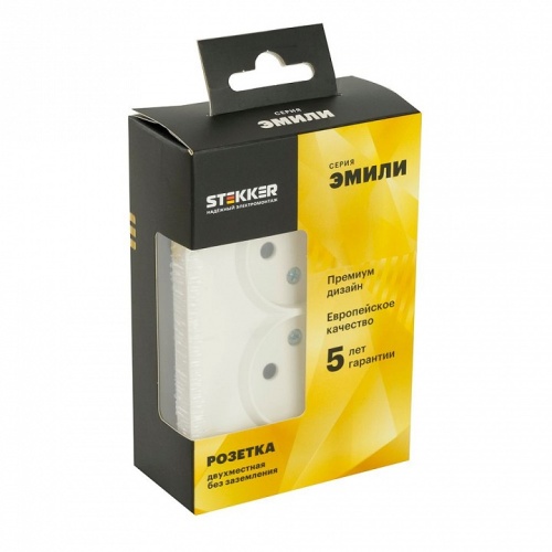 Розетка двойная без заземления и со шторкой Stekker Эмили 49877 в Нижнем Новгороде фото 7