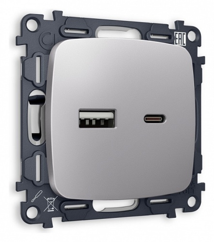 Розетка 2хUSB type A и C без рамки Ambrella Volt OMEGA MO511010 в Нижнем Новгороде